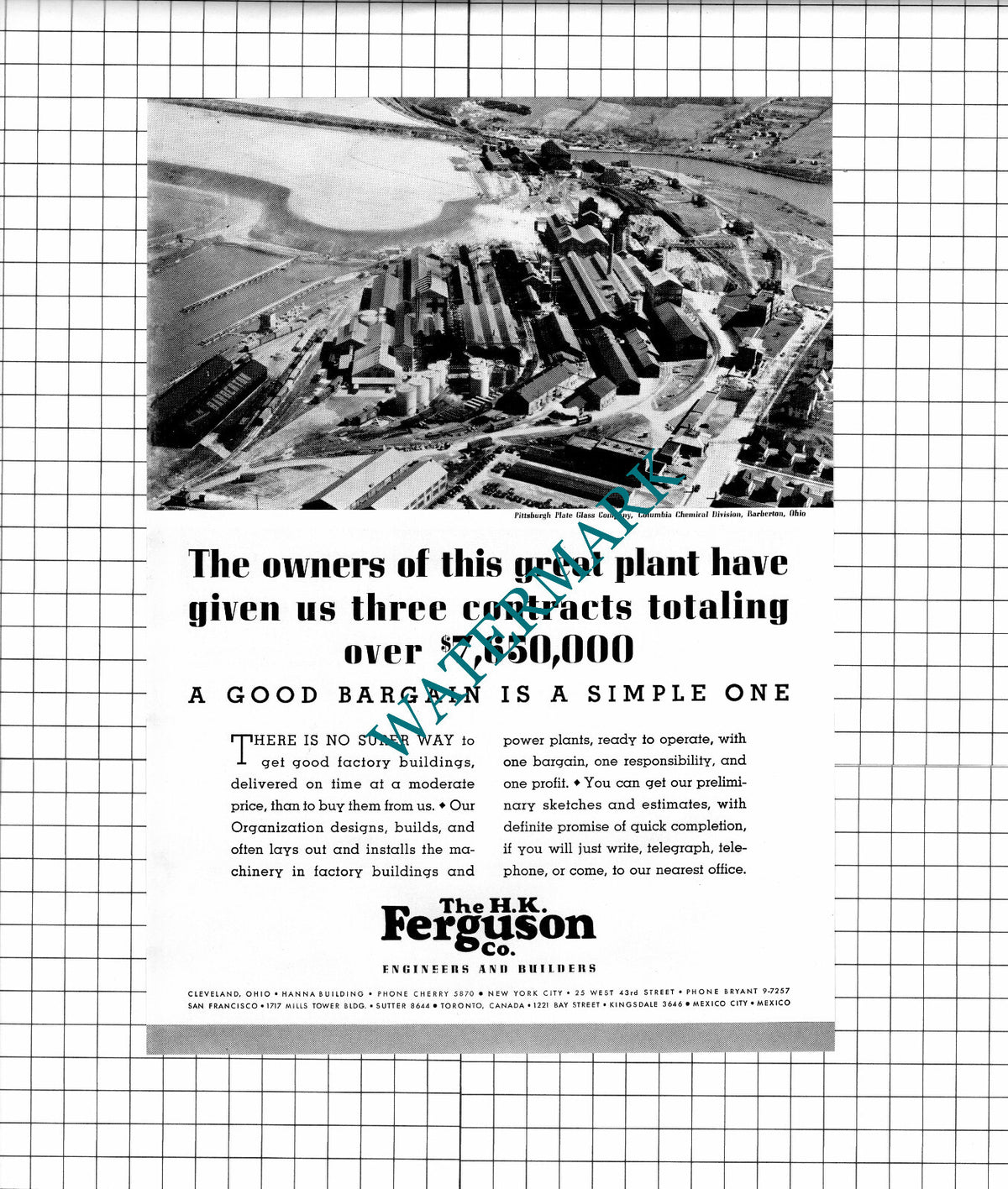 Pittsburgh Plate Glass Company Barberton Ohio HK Ferguson Advert- 1937 Clipping