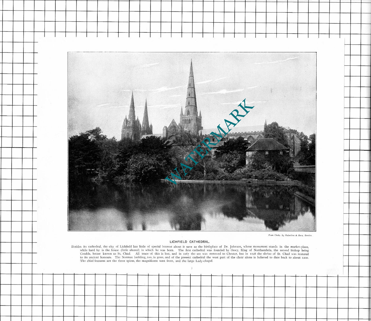 Newark Castle / Lichfield Cathedral Staffordshire - c.1900 Cutting/ PRINT