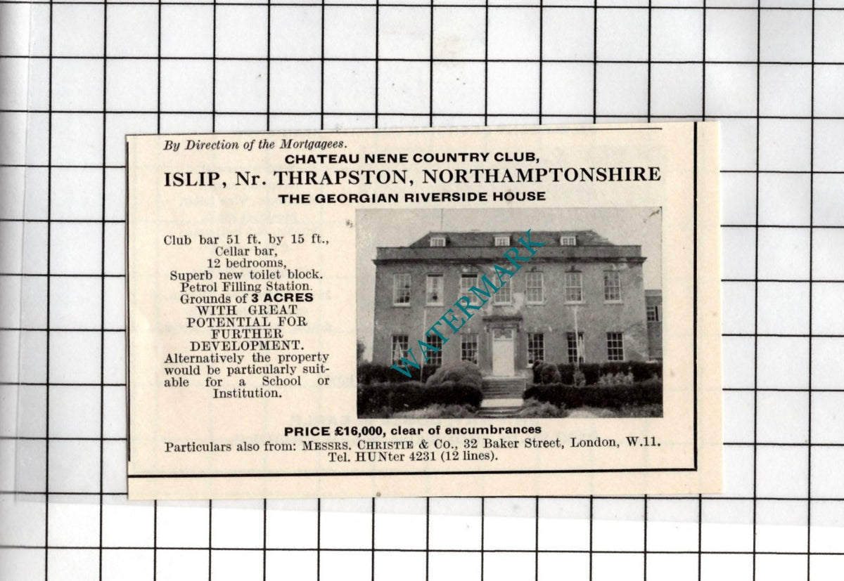 Chateau Nene Islip Thrapston Northamptonshire - 1967 SMALL House Sale Advert