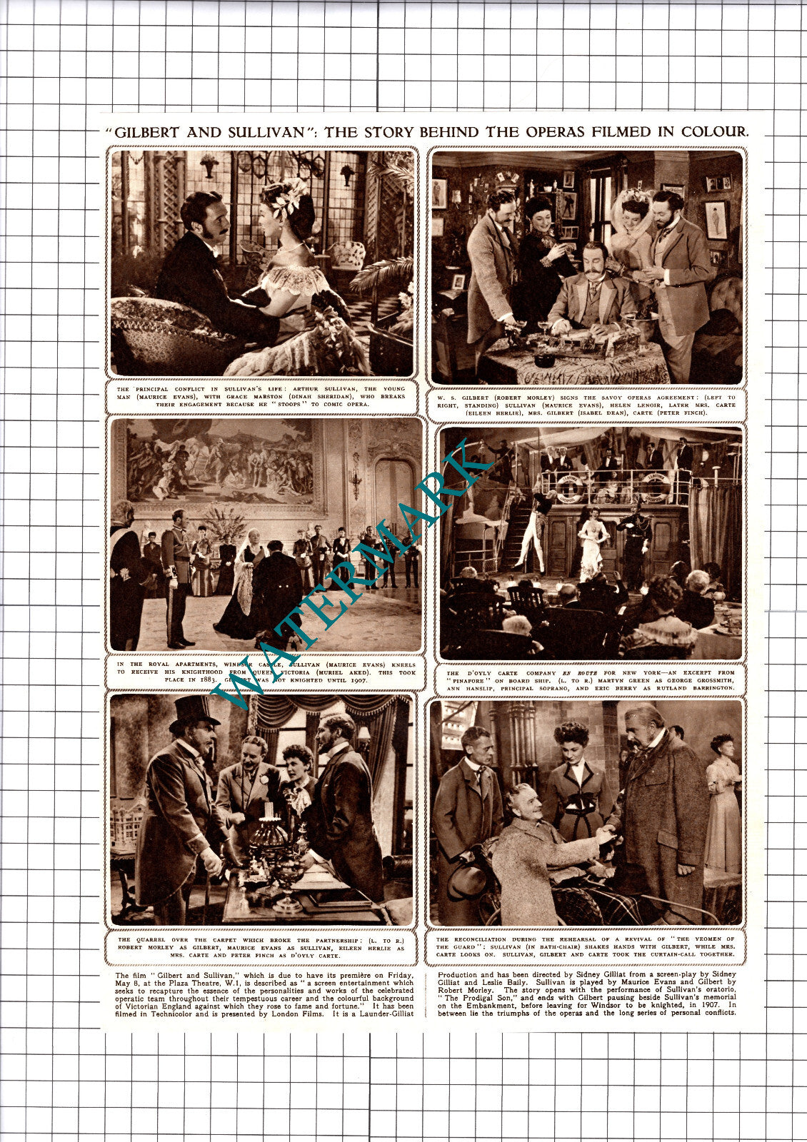 Gilbert And Sullivan Gilliat Maurice Evans Eileen Herlie - 1953 Cutting / Print