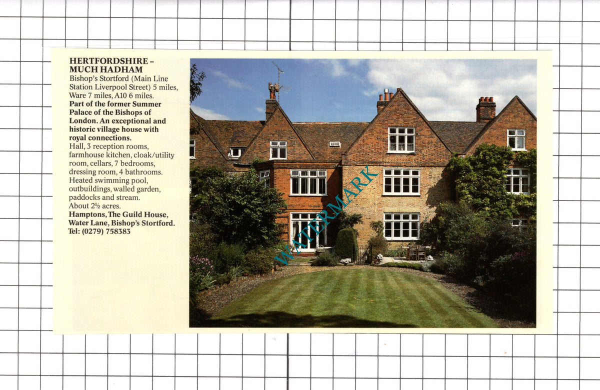 Much Hadham Hertfordshire House Sale Advert - c.1990 Clipping / Print