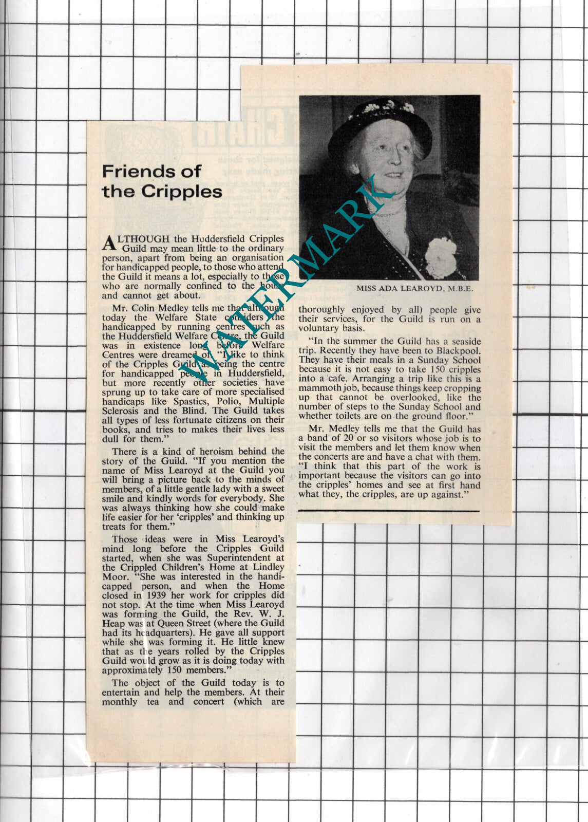 Mrs Ada Learoyd Huddersfield Yorkshire - 1974 Cutting