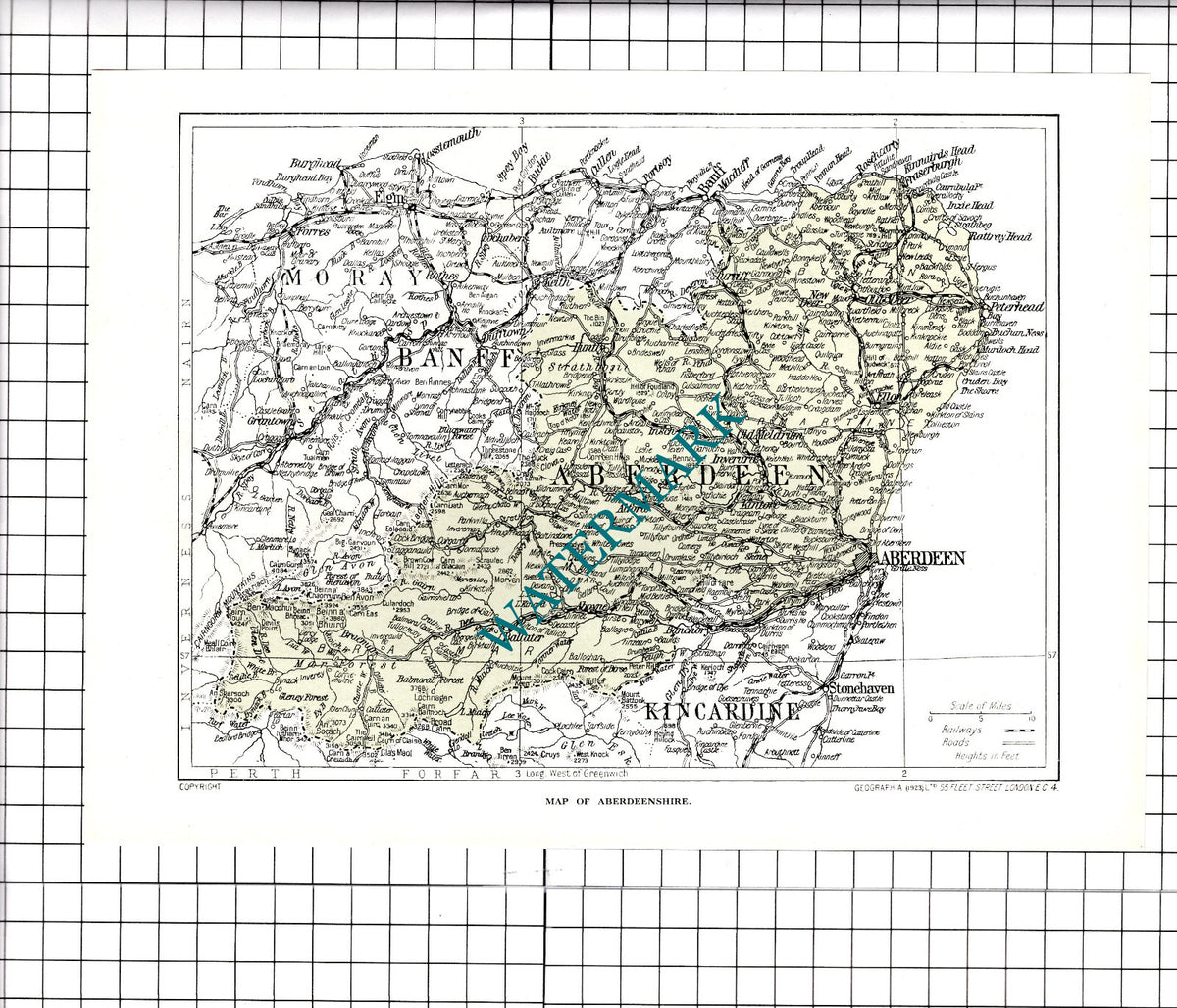 Aberdeenshire Aberdeen Map - c.1930's Clipping / Print