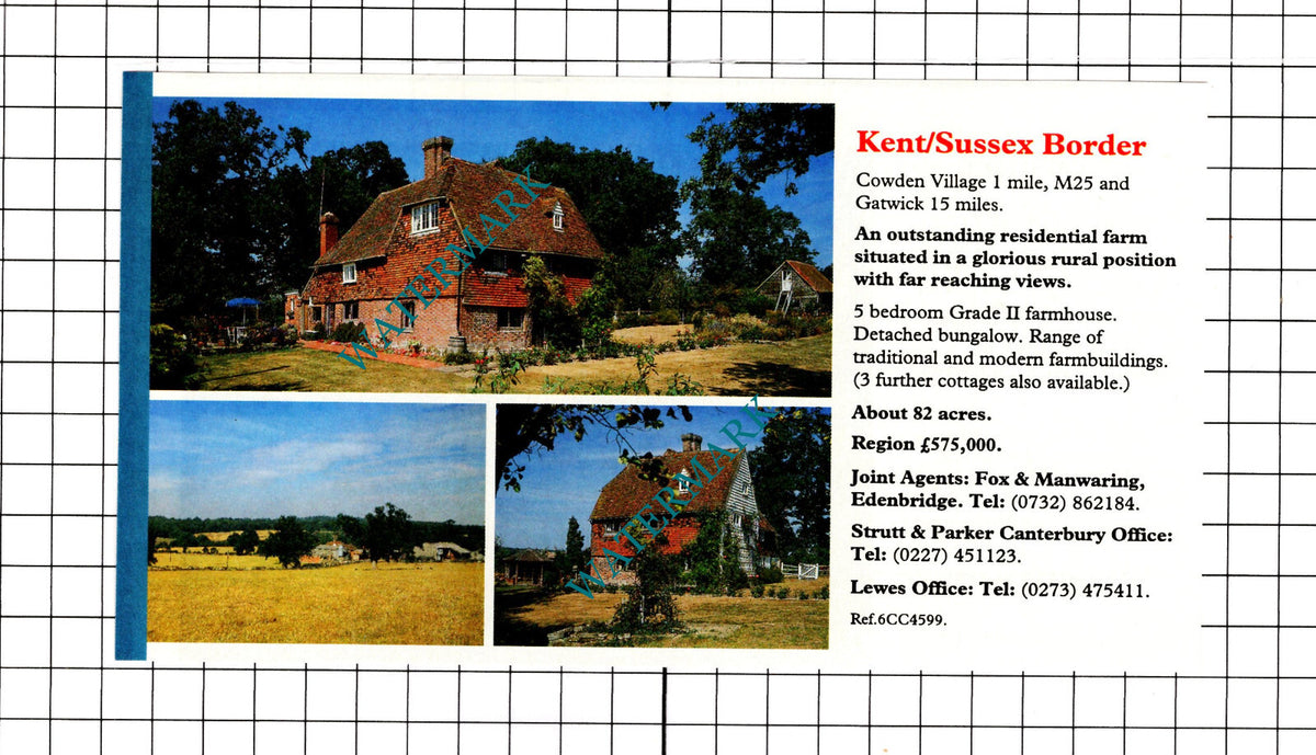 Cowden Village Farmhouse House Sale Advert - 1991 Clipping / Print