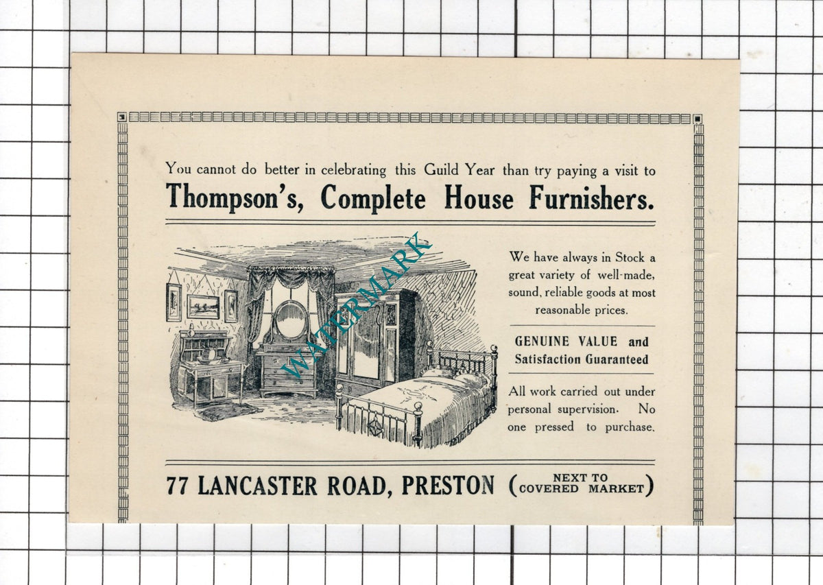 Thompson's Complete House Furnishers Preston Lancashire - 1922 Small Advert