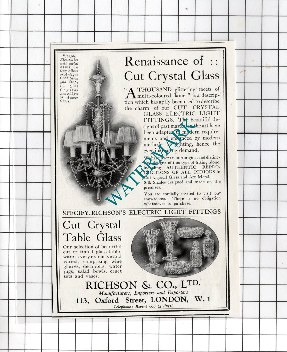 Richson & Co Ltd London - 1925 Small Advert