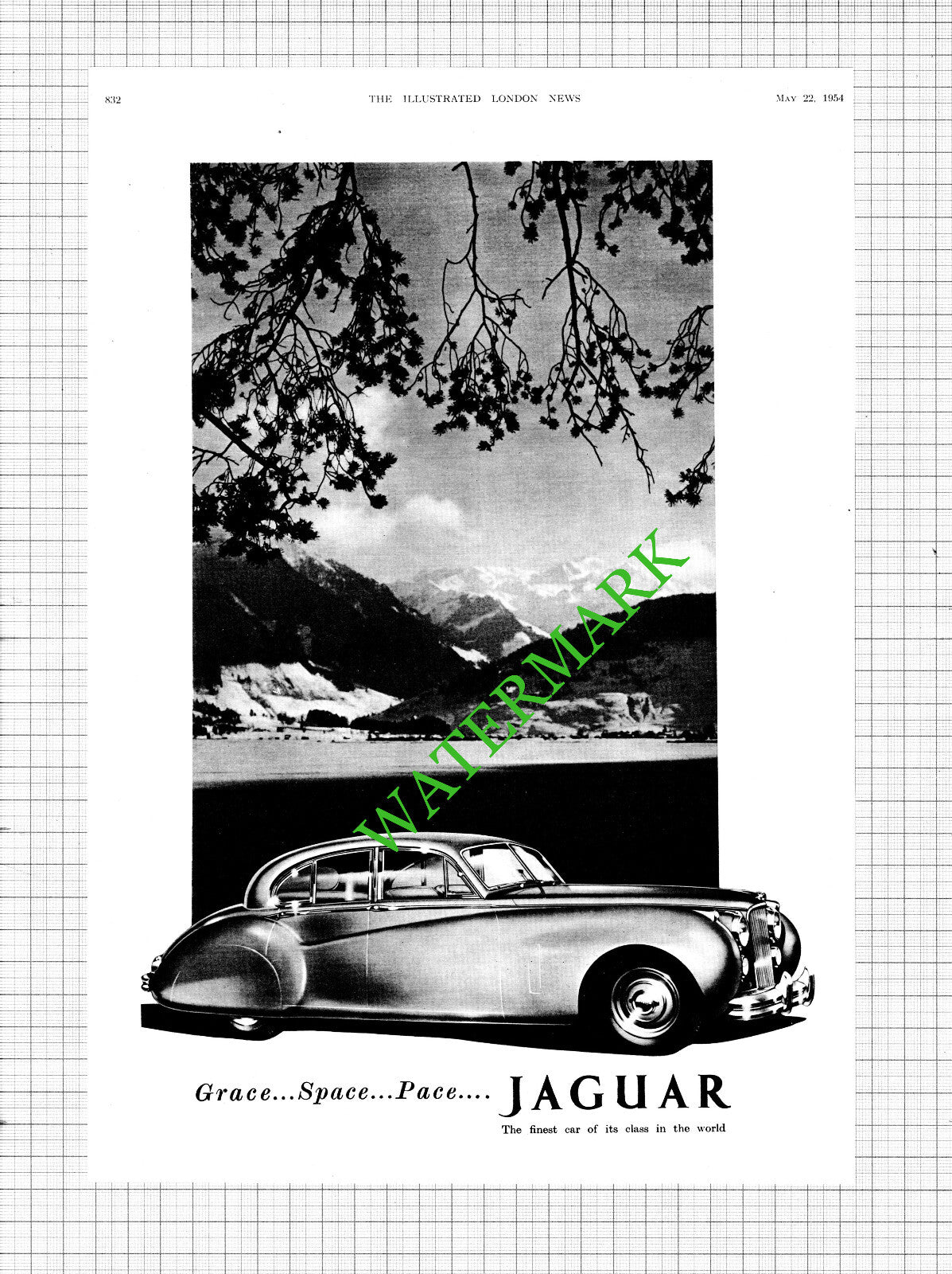 Jaguar Grace Space Pace Car ADVERT - 1954 Cutting / Print