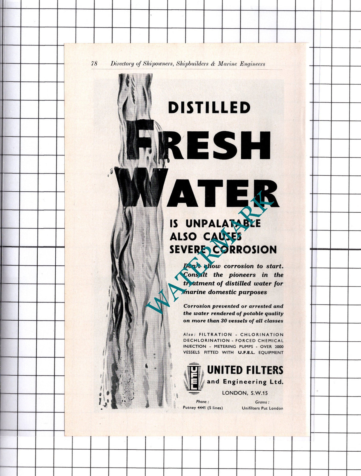 Lilley Cox Falmouth / United Filters London ADVERT - c.1957