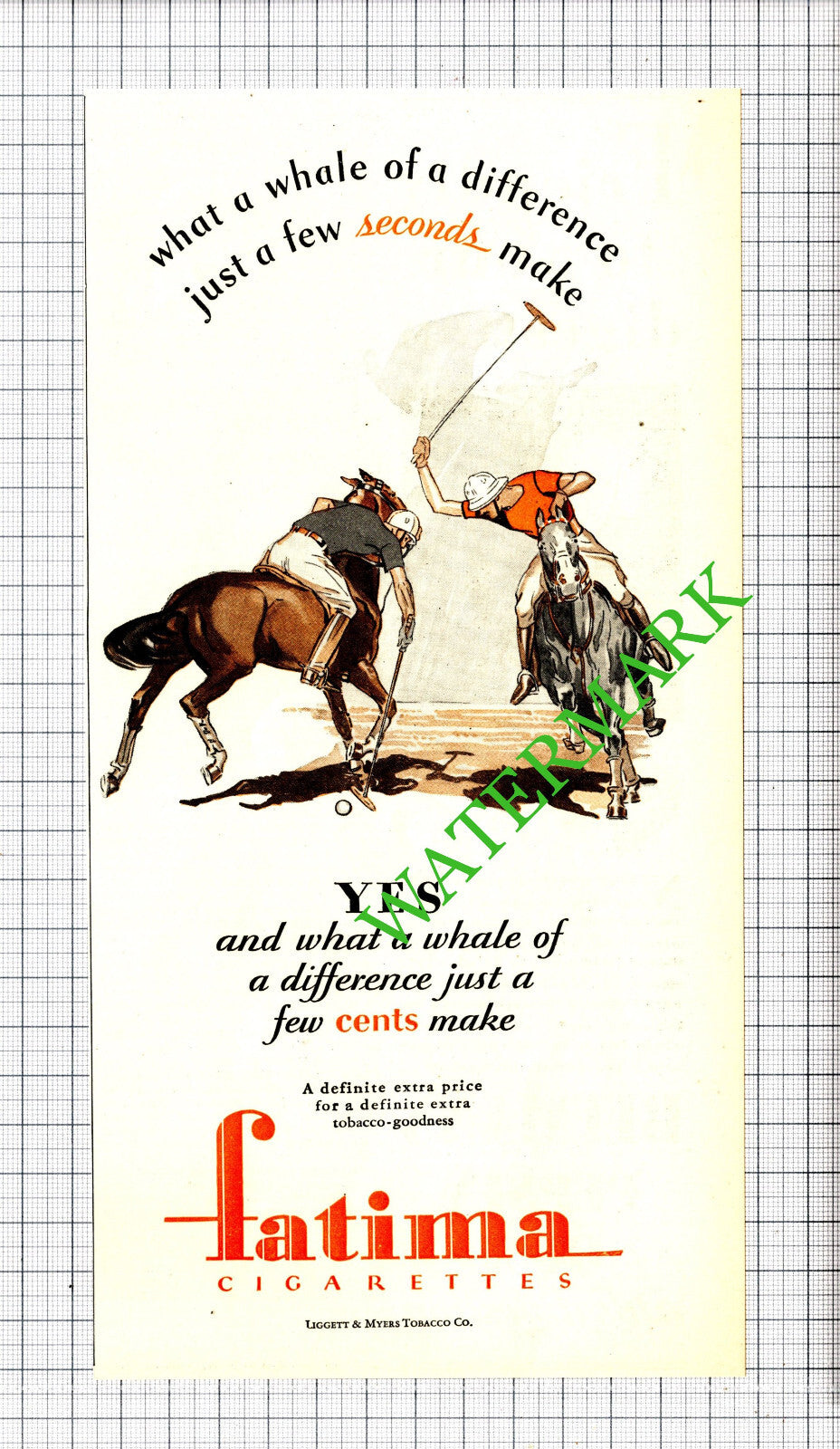 Fatima Cigarettes Polo Match Game Liggett & Myers Advert - 1929 Cutting