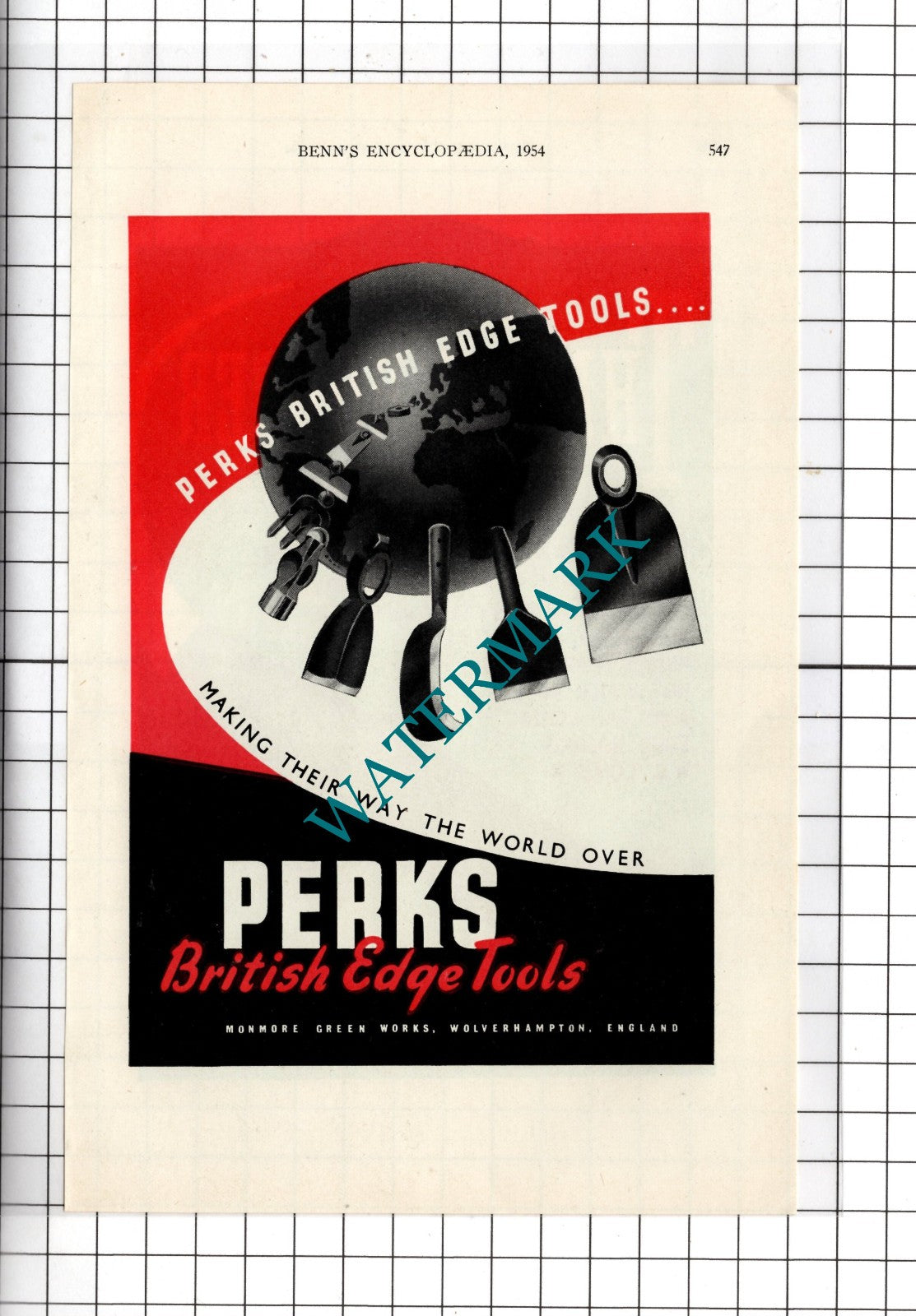 Thames Rubber and Leather Co London / Perks British Edge Tools - 1954 Advert