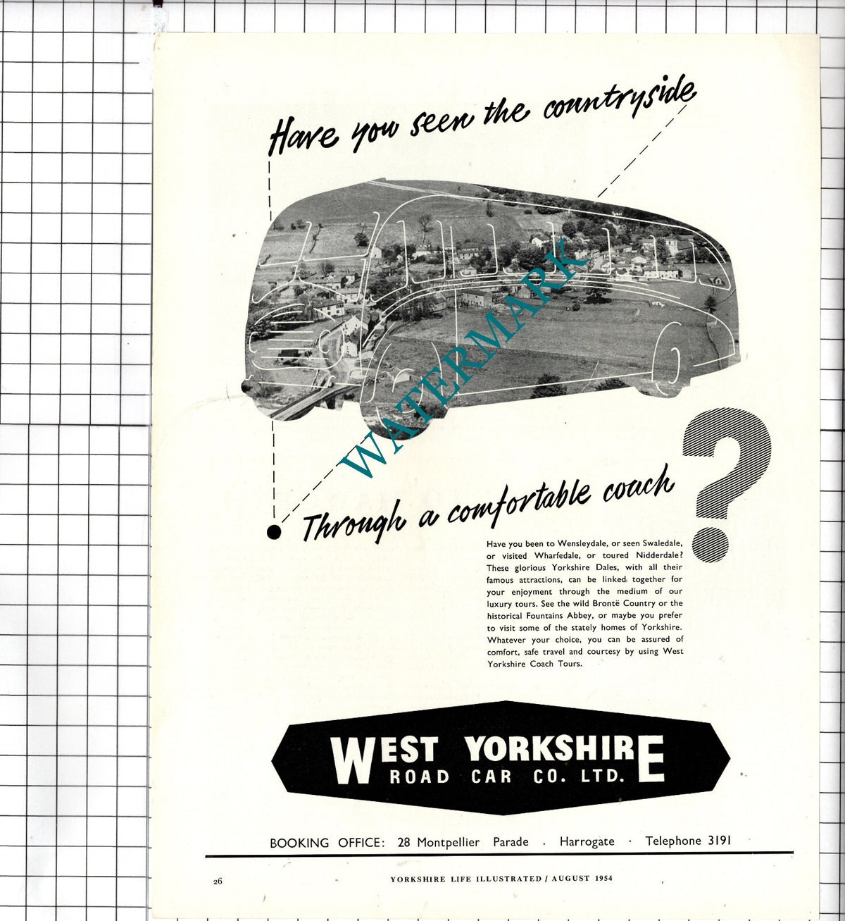West Yorkshire Road Car Co Ltd Harrogate Yorkshire Coach Tours - 1954 ADVERT