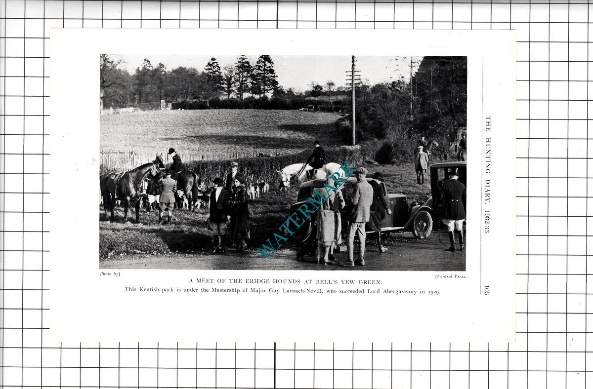 The Eridge Hounds Major Guy Larnach-Nevill Bell's Yew Green - 1932 Clipping