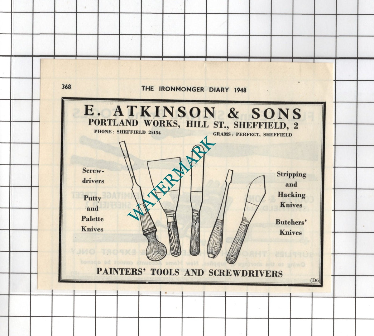 Cooper & Sons Sheffield Ltd / E Atkinson & Sons Sheffield - 1948 Small Advert