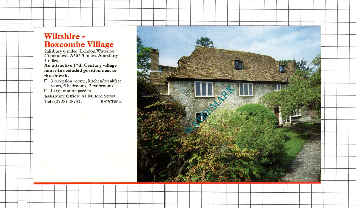Christow Devon / Boxcombe Wiltshire House Sale Advert - c.1990 Clipping