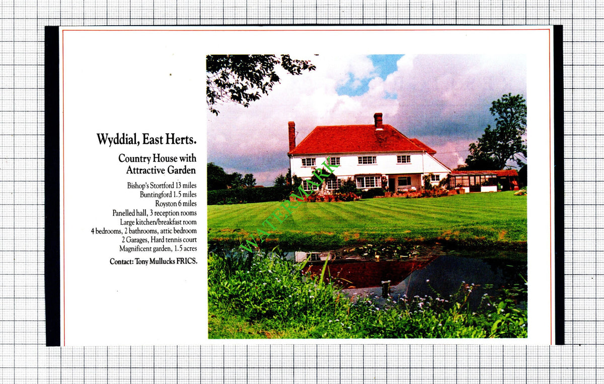 Wyddial Hertfordshire House Sale Advert - 1991 Cutting