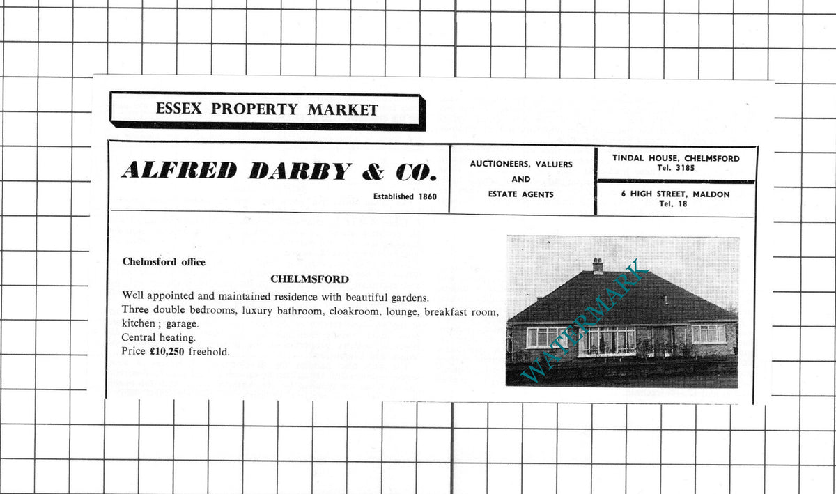 Chelmsford Essex House Sale Advert - 1965 Cutting