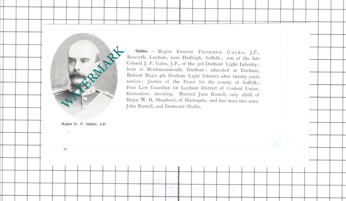 Major Ernest Frederick Gales JP Raworth Layham Suffolk - 1911 Clipping / Print