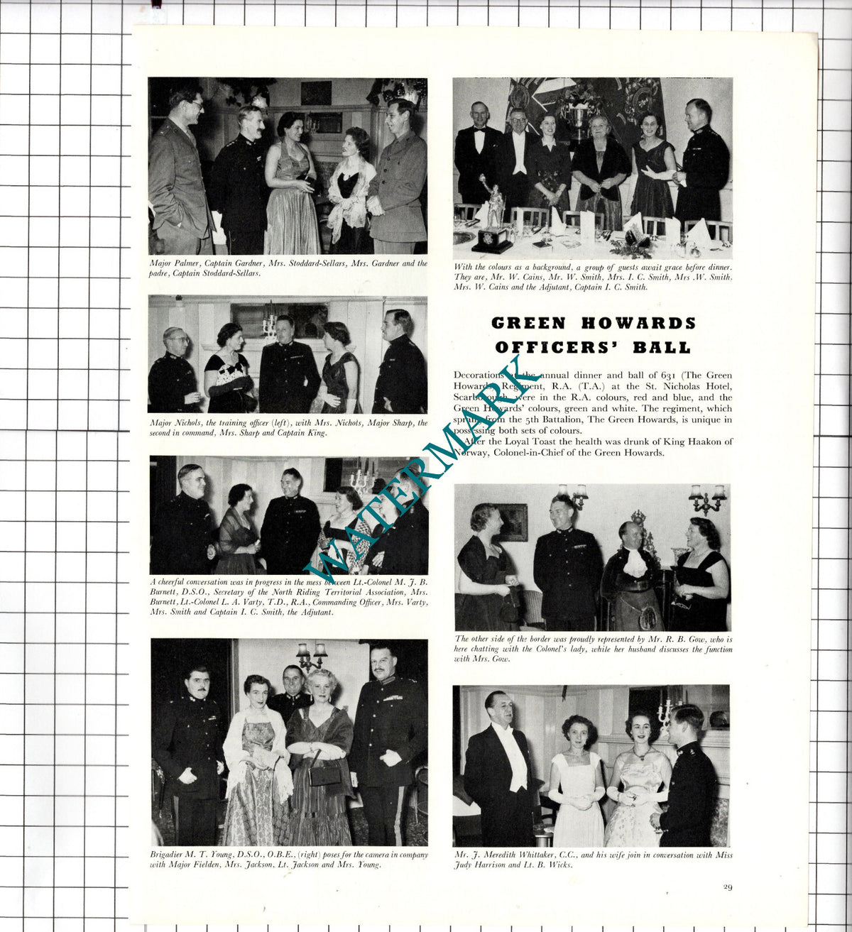 Green Howards Officers Ball Stoddard-Sellars Varty Fielden Gow - 1957 Clipping