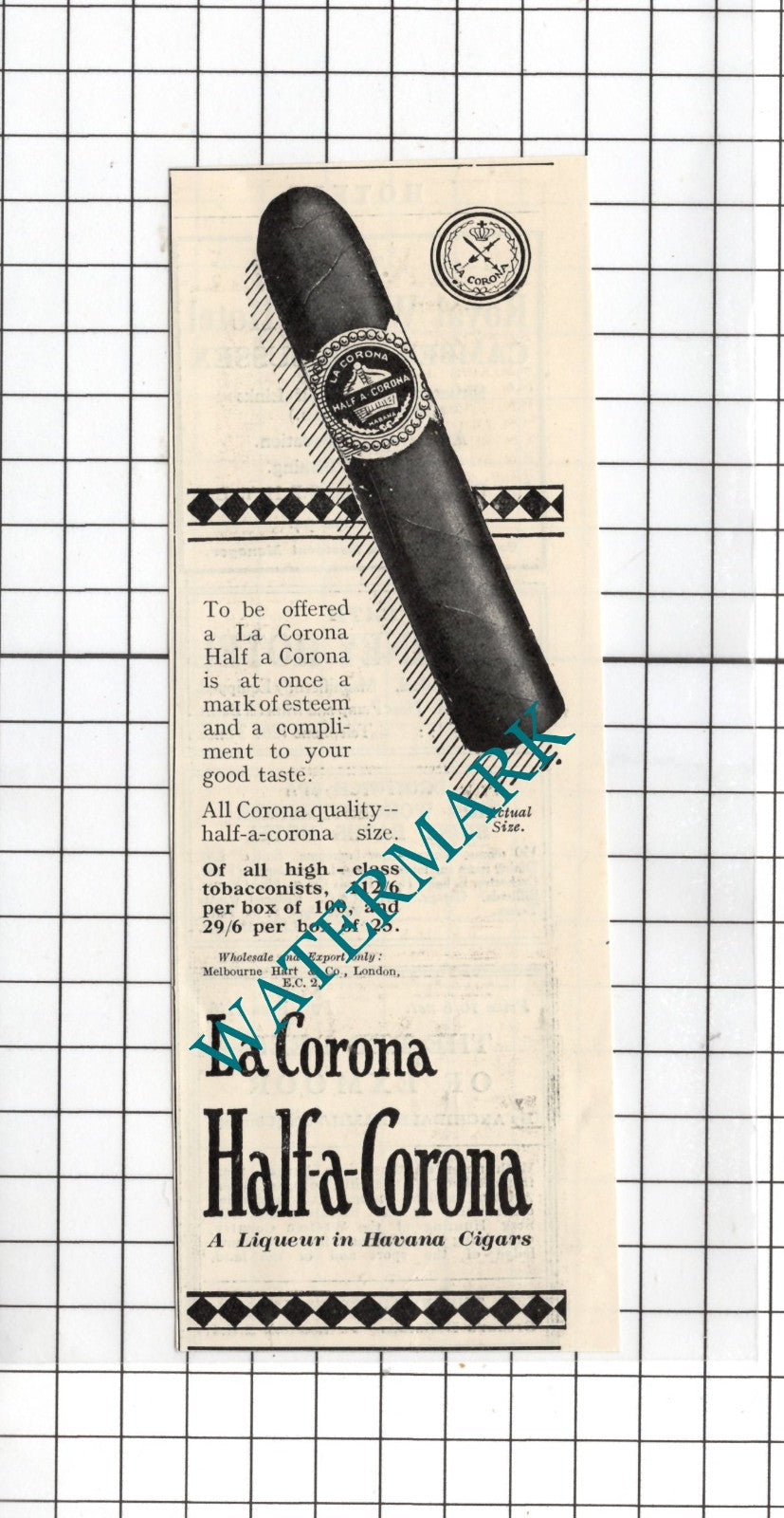 Half-a-Corona Cigars - 1926 SMALL Advert