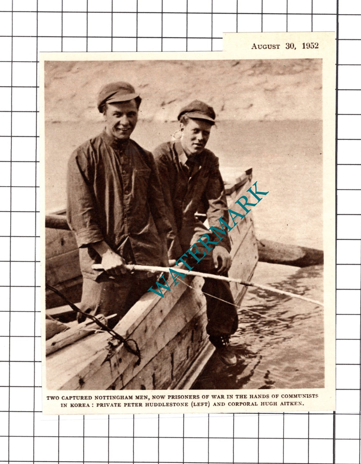 Pte Peter Huddlestone Nottingham Cpl Hugh Aitken Korea POWs - 1952 Cutting