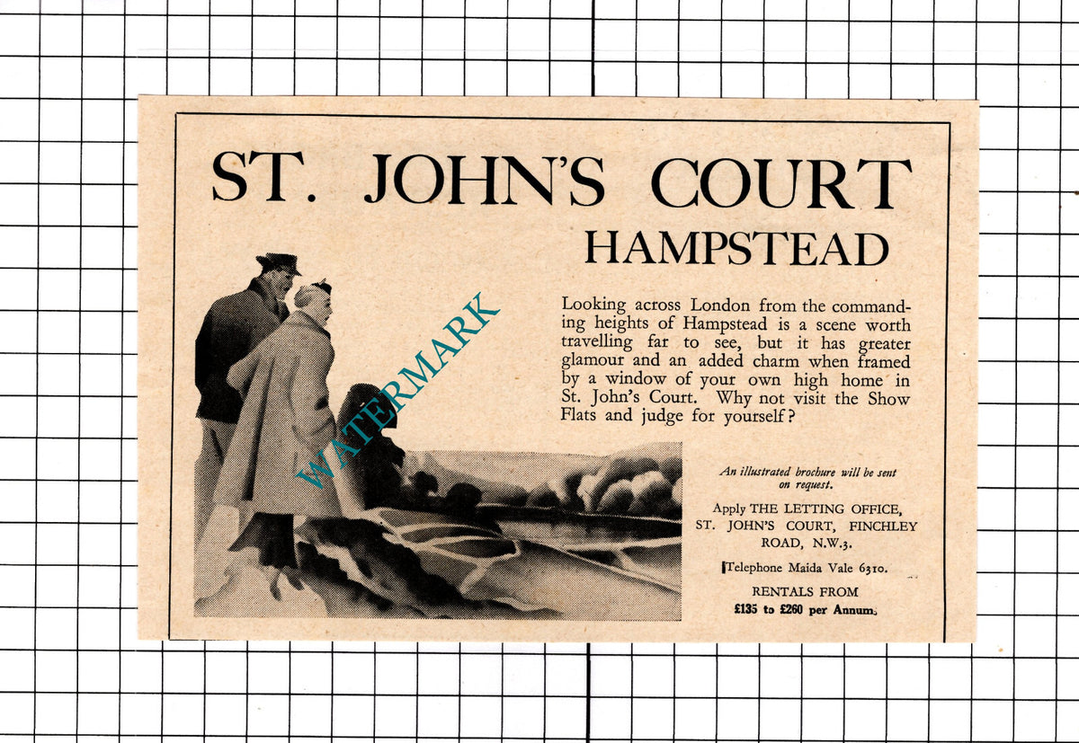 St John's Court Hampstead London NW3 Sale Advert - 1939 Clipping / Print