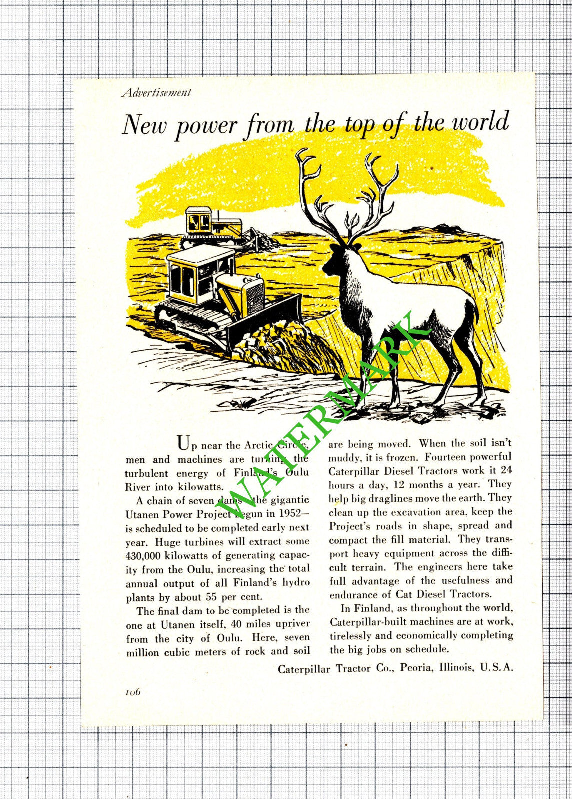 Caterpillar Tractor Co Peoria Illinois USA Small Advert - 1956 Cutting