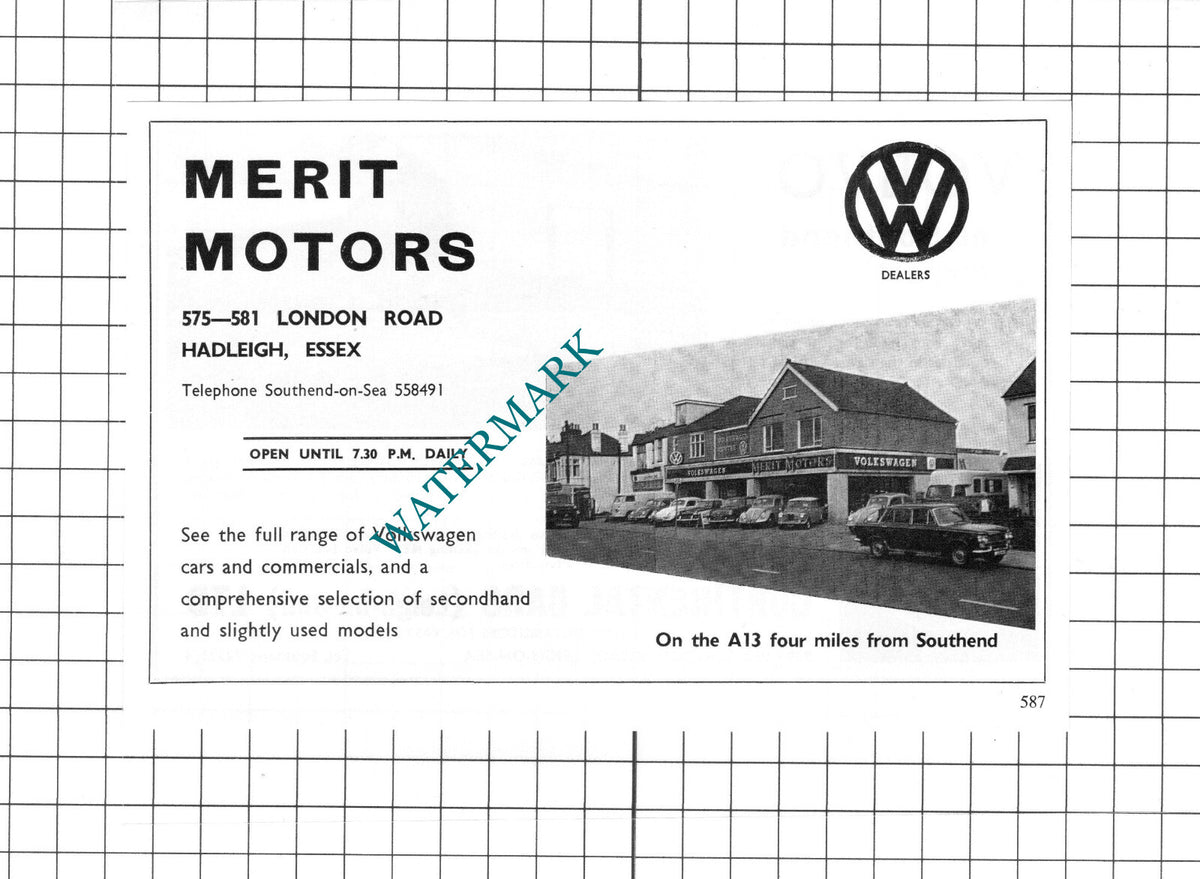Merit Motors Hadleigh Essex Advert - 1967 Clipping