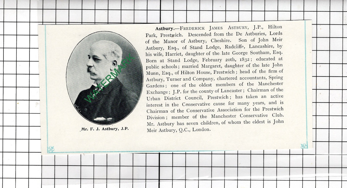 Frederick James Astbury Hilton Park Prestwich - c.1905 Clipping