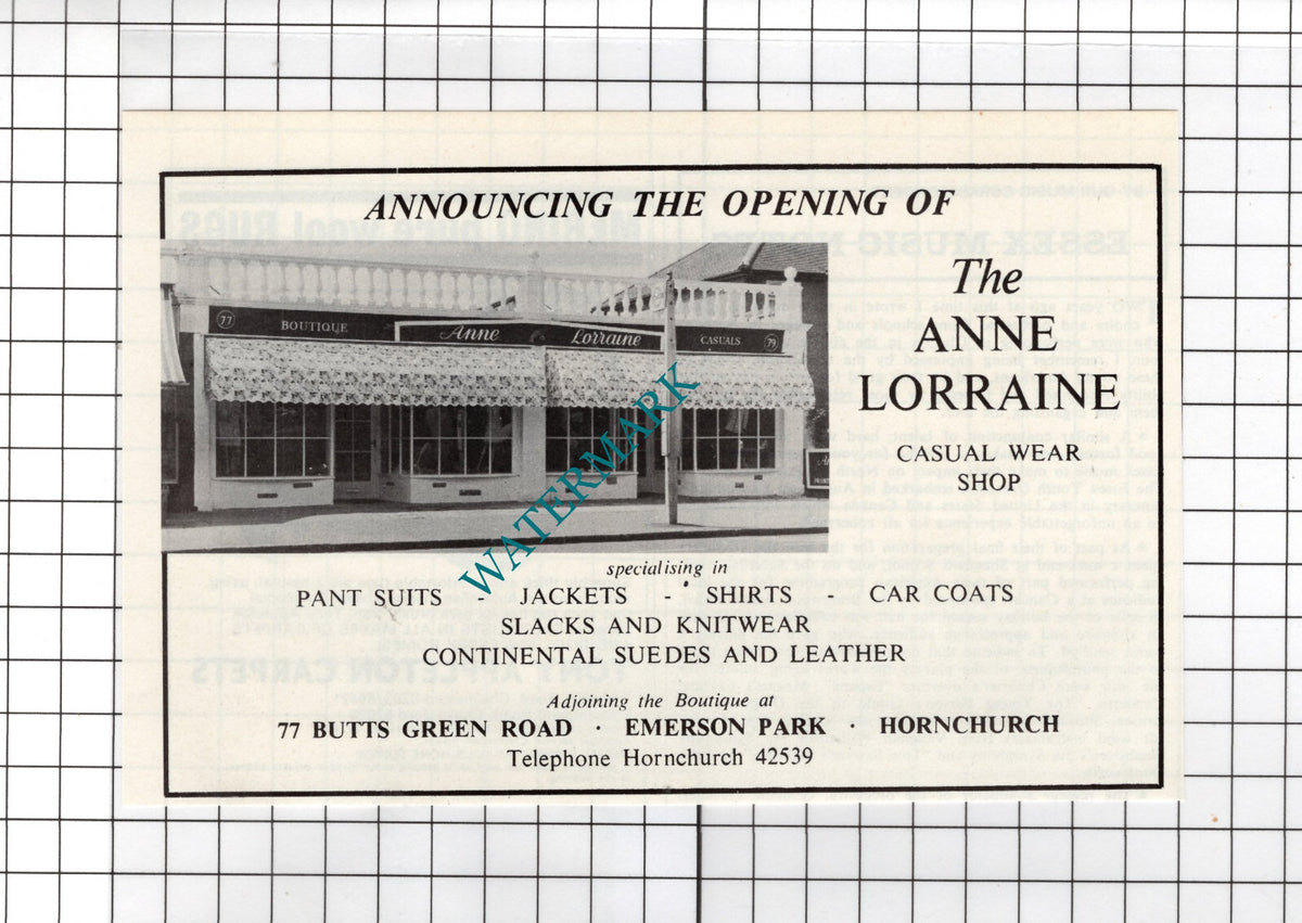 Anne Lorraine Casual Wear Shop Hornchurch Essex Advert - 1972 Cutting