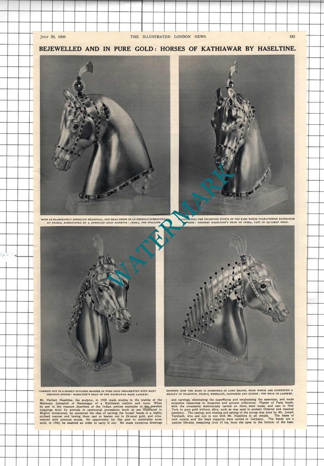 Mr Herbert Haseltine Sculptor Horses Of Kathiawar - 1950 News Page / Cutting