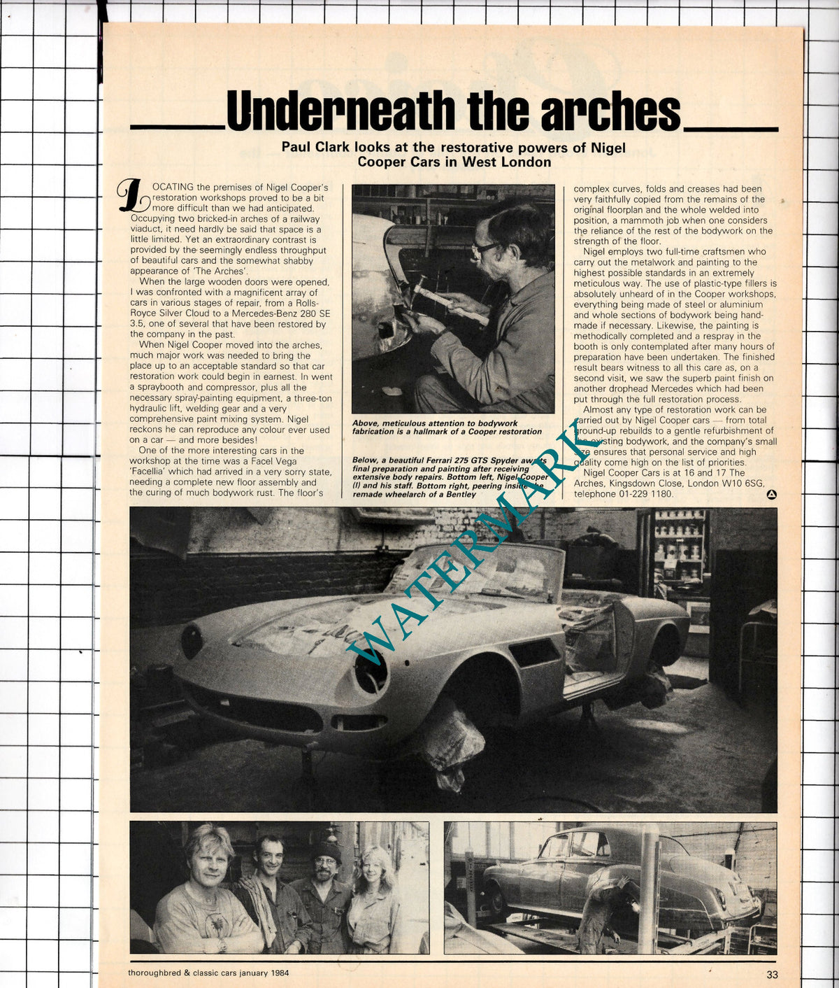 Nigel Cooper Cars The Arches Kingsdown Close London W10 - 1984 Article