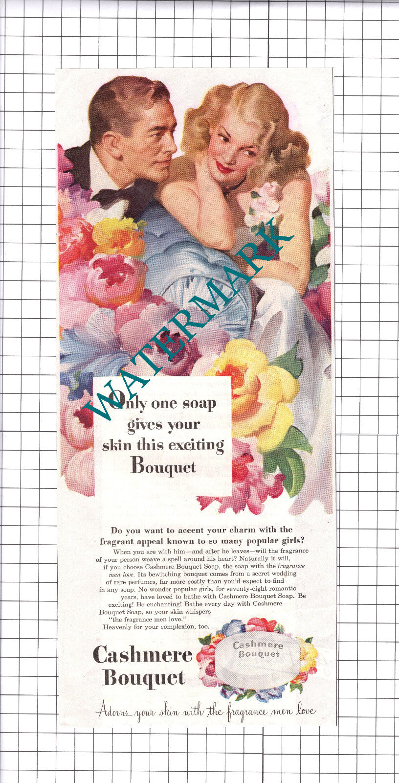 Cashmere Bouquet Soap ADVERT - 1947 Clipping / Print