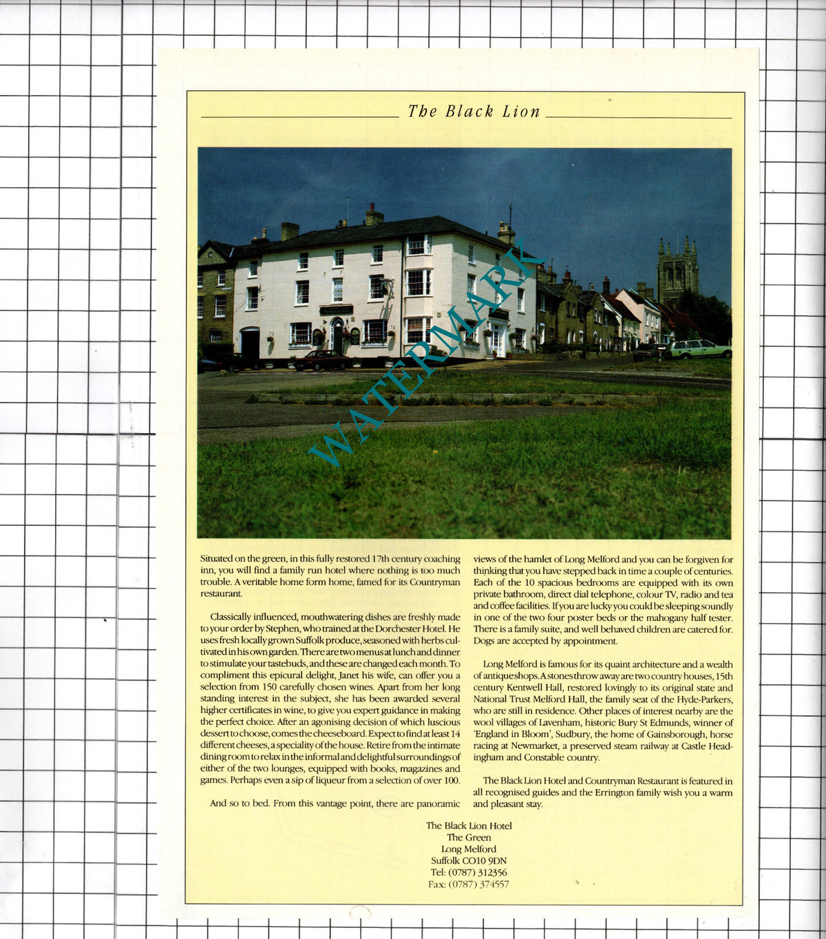 The Black Lion Hotel Long Melford Suffolk Advert - 1995 Cutting