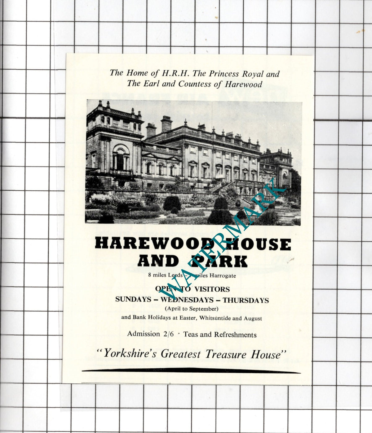 Harewood House Yorkshire - 1957 Small Advert