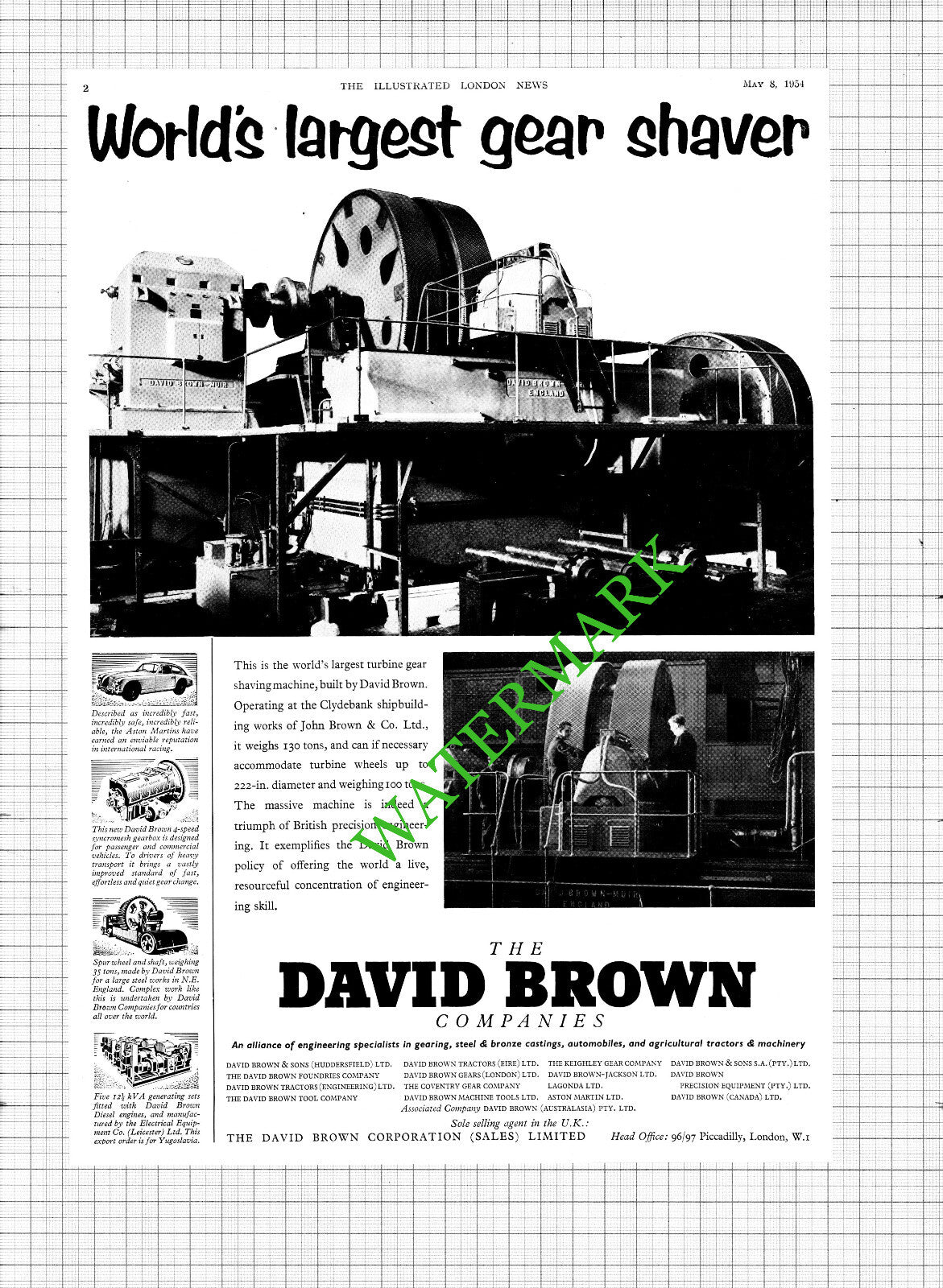 David Brown Corporation John Brown & Co Clydebank Advert - 1954 Cutting