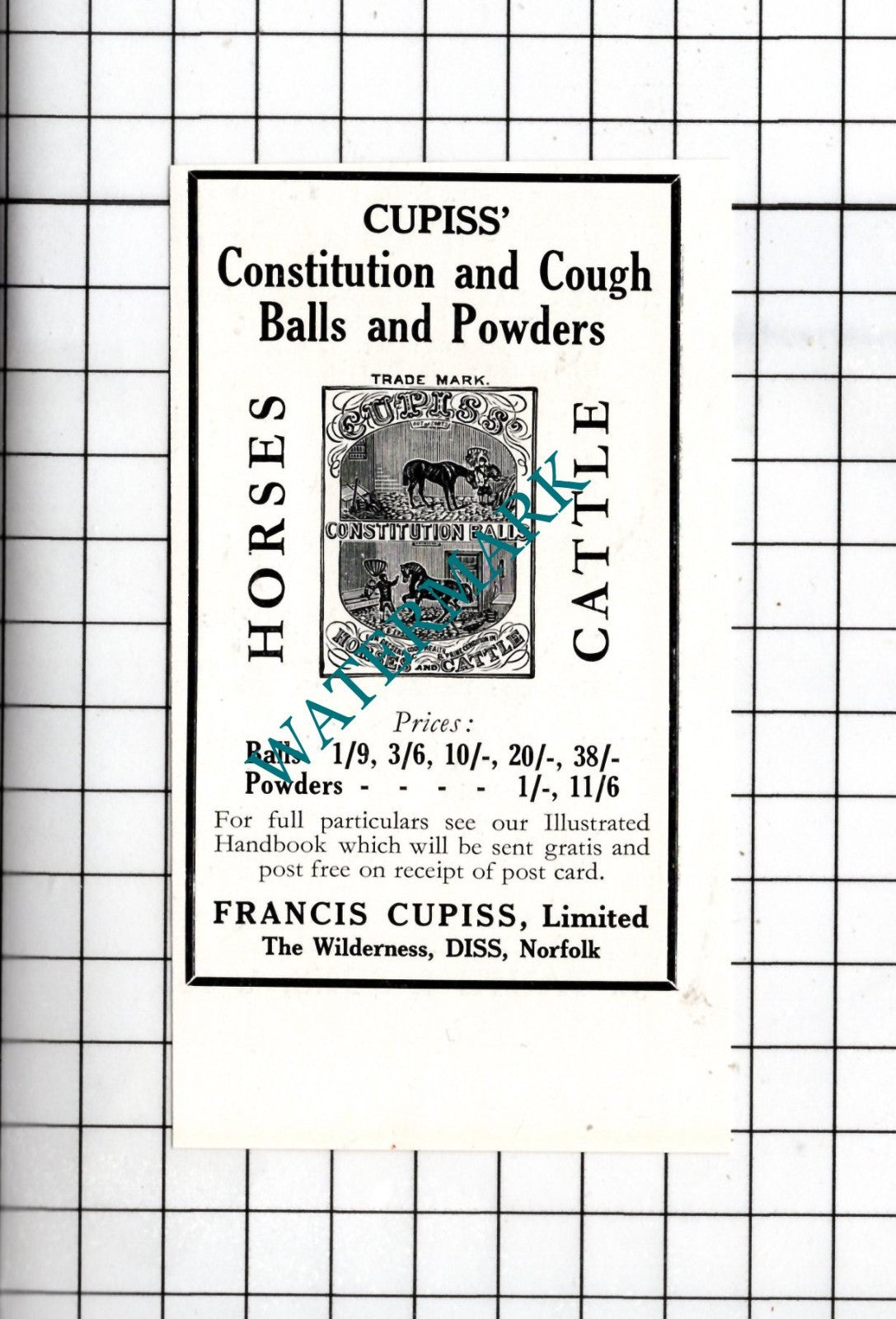 Francis Cupiss Ltd The Wilderness Diss Norfolk - 1932 SMALL Advert