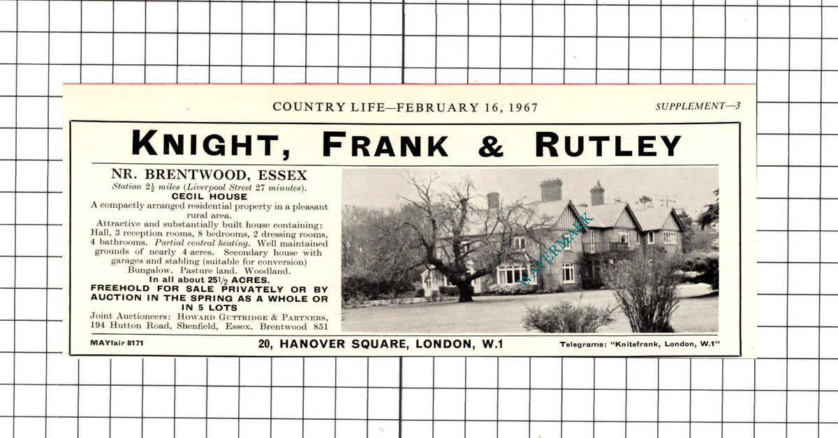 Cecil House Brentwood Essex House Sale Advert - 1967 Cutting