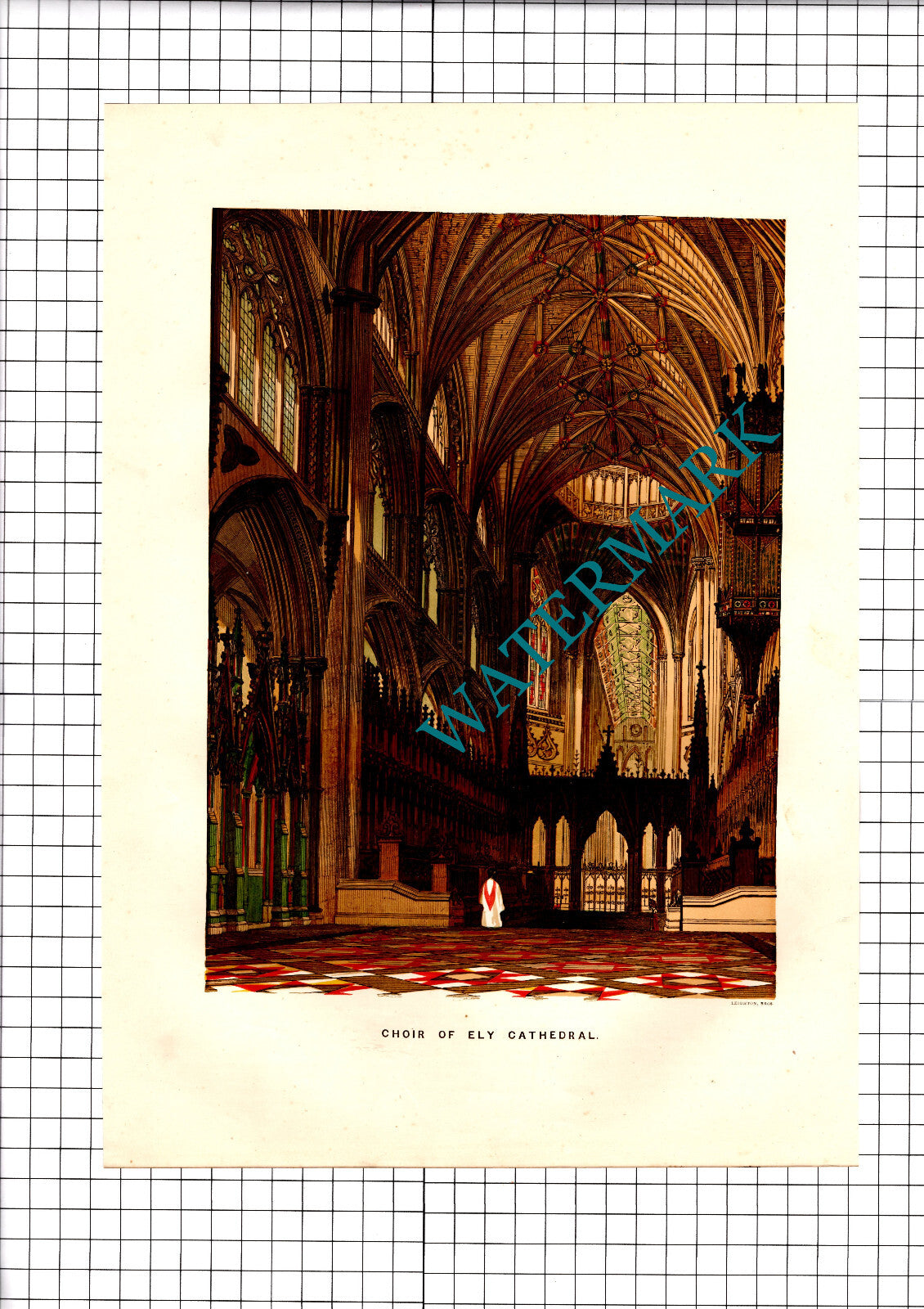 Ely Cathedral Print - Antique c.1860s