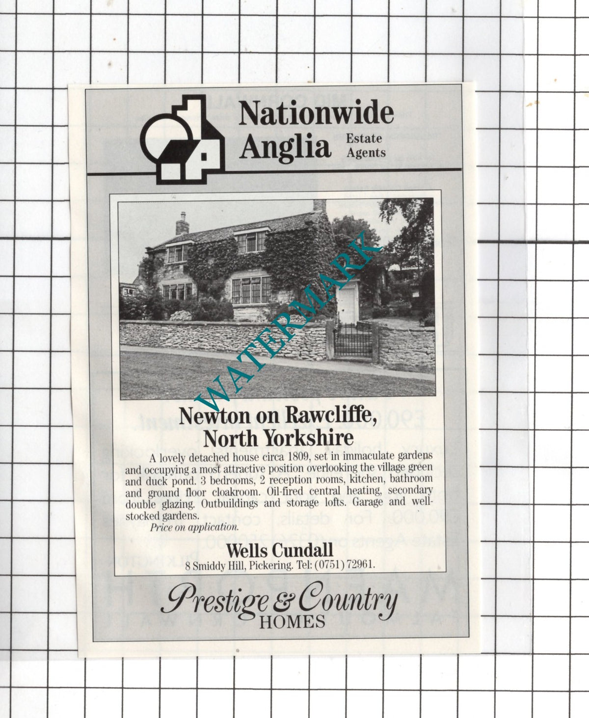 Newton On Rawcliffe North Yorkshire - 1989 Small House Sale Advert