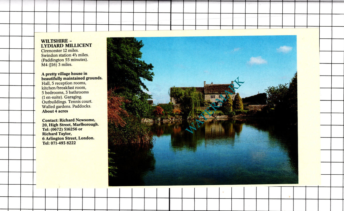 Lydiard Millicent Wiltshire House Sale Advert - 1991 Clipping / Print