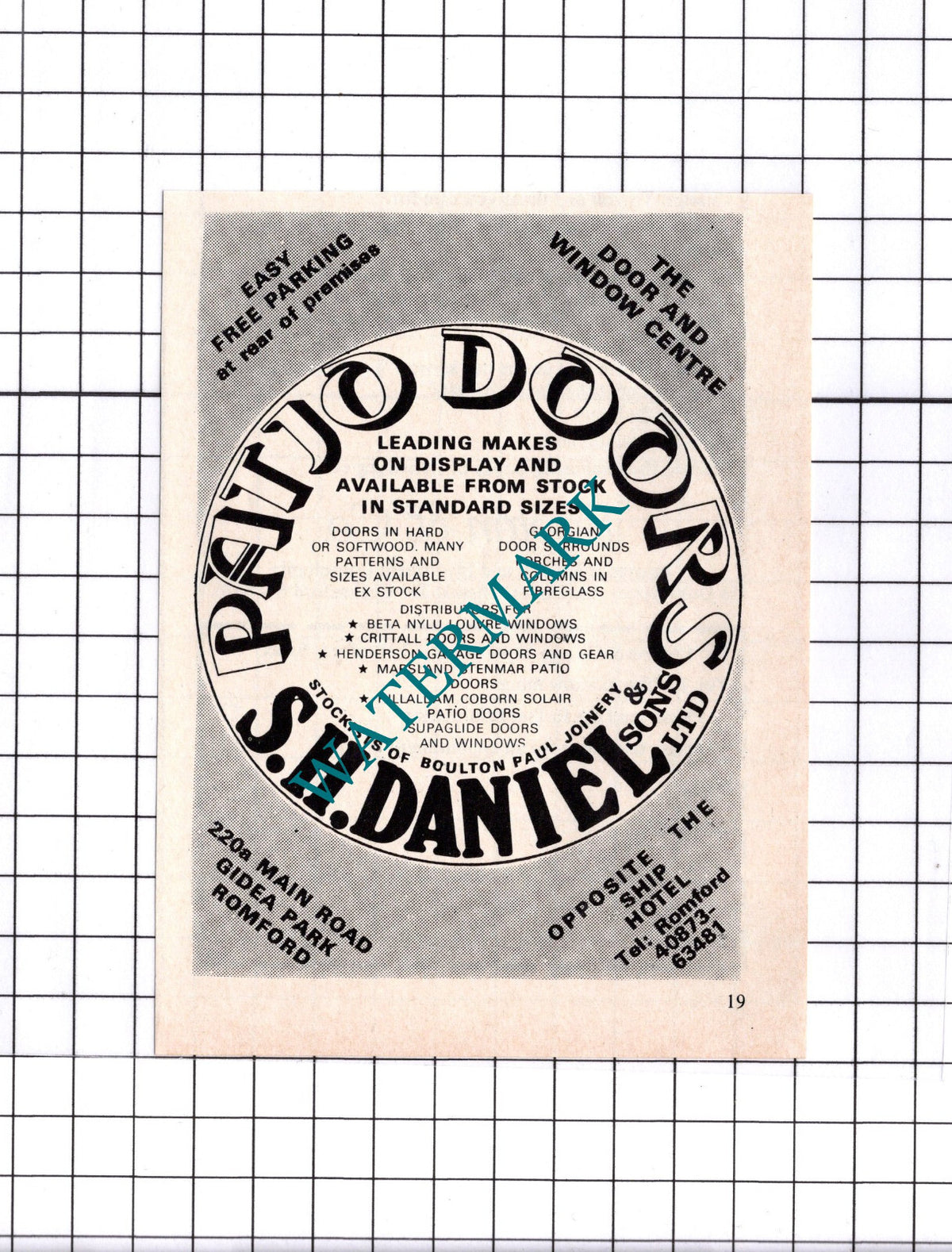 S H Daniel & Sons Ltd Romford Essex Advert - 1976 Small Clipping / Print