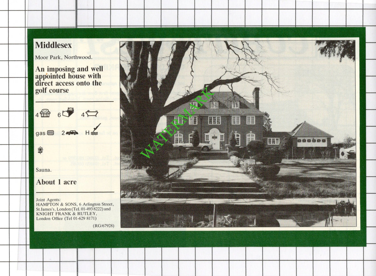 Moor Park Northwood Middlessex House Sale Advert - 1981 Cutting