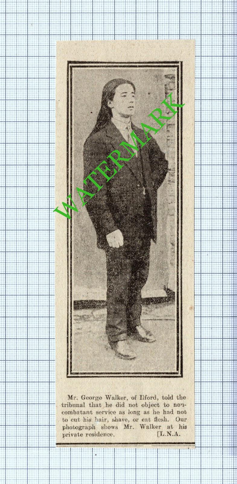Mr George Walker Ilford Great War -1916 News Cutting
