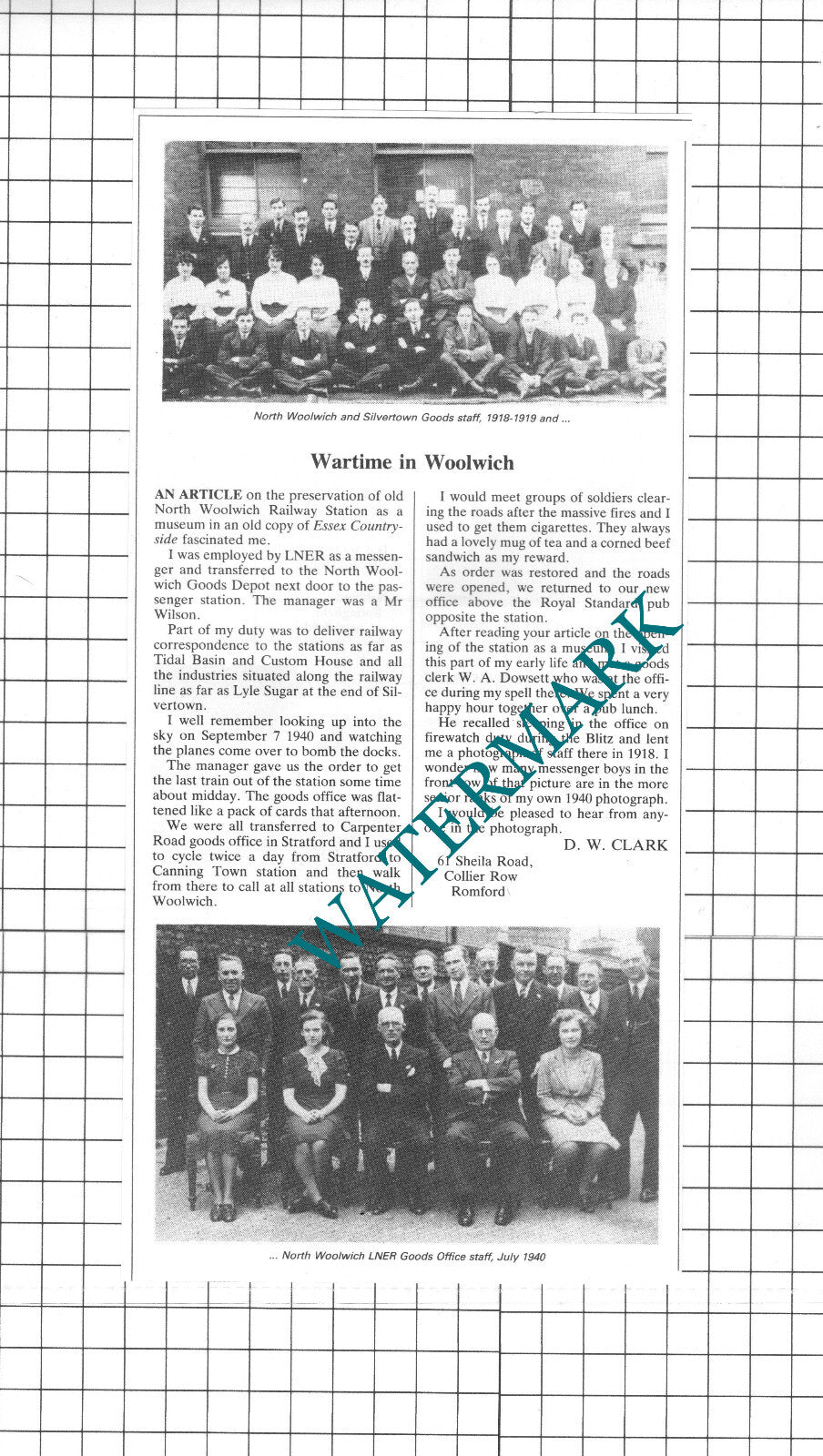 North Woolwich Railway Station LNER - 1986 Clipping