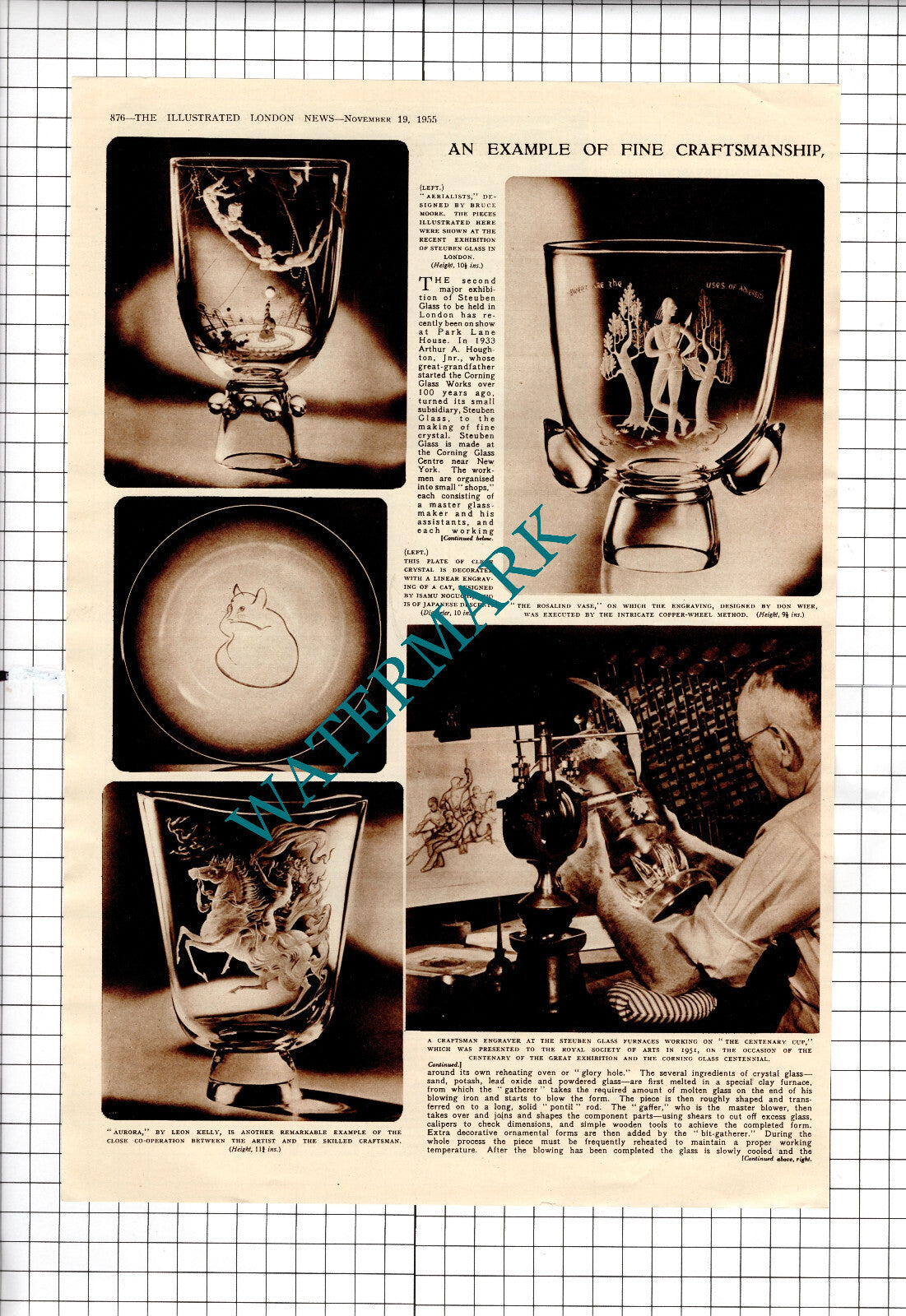 Steuben Glass Corning Glass Centre New York - 1955 Article