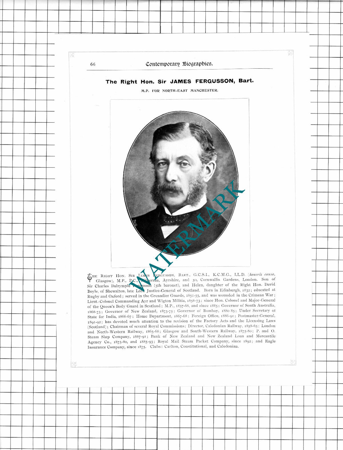 Right Hon Arthur James Balfour / Sir James Fergusson MP Manchester -c.1899 Print