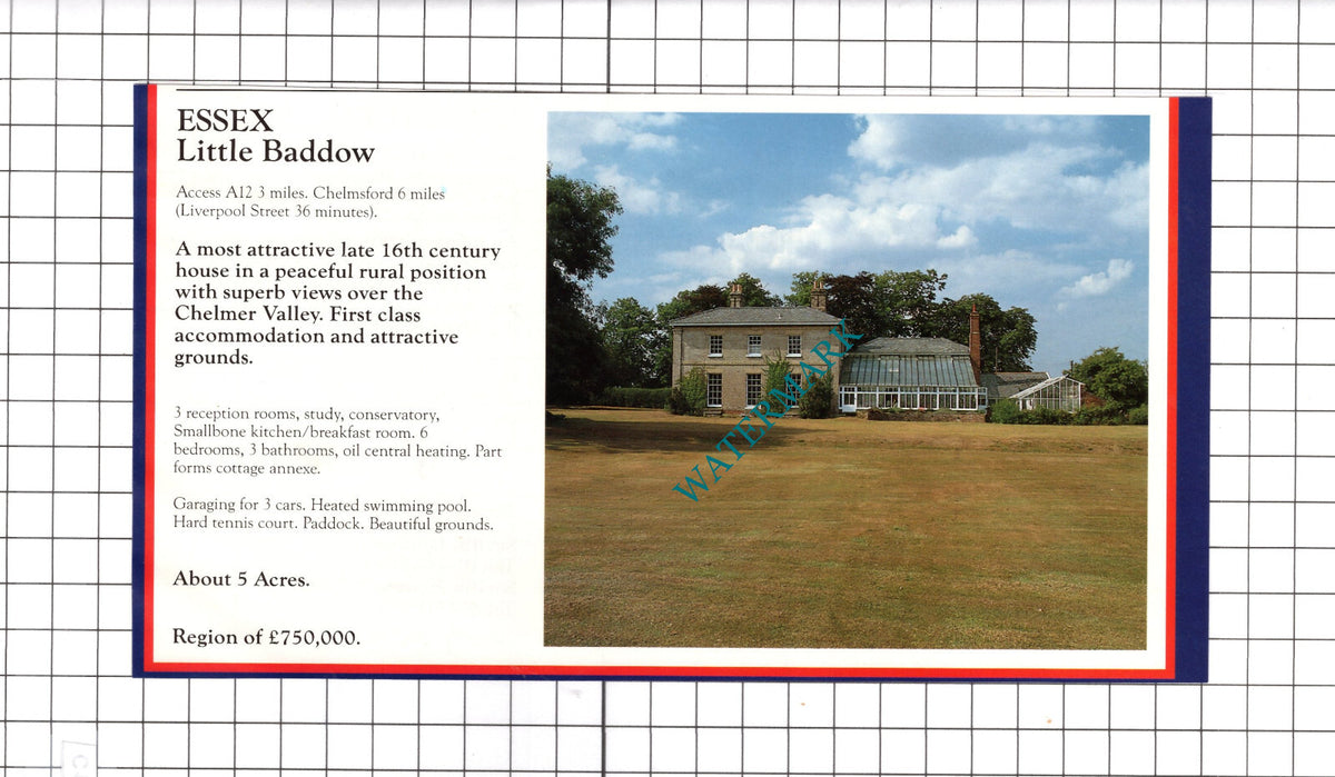 Cookham Dean Berkshire / Little Baddow Essex House Sale Advert -c.1990 Clipping