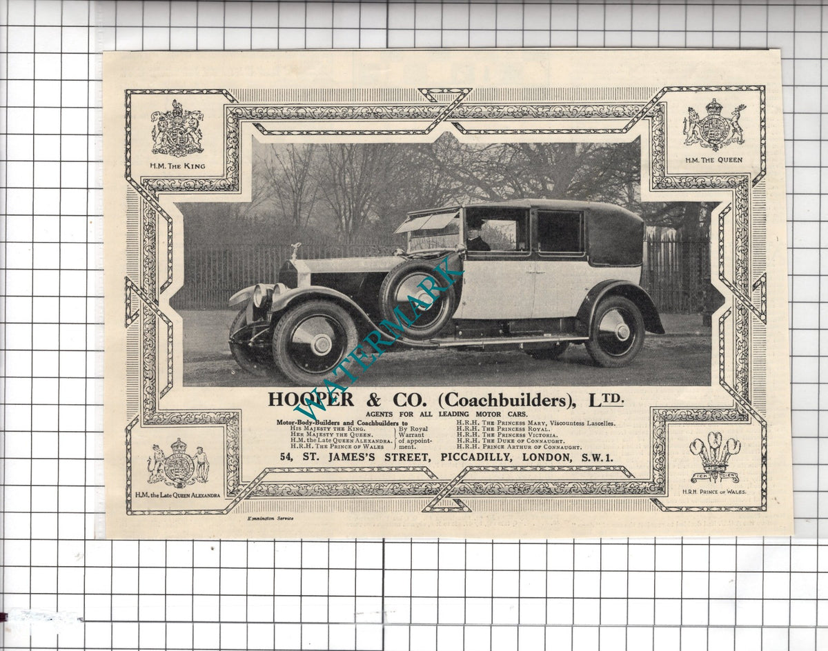Hooper & Co Coachbuilders Ltd London Hooper Car Advert - 1926