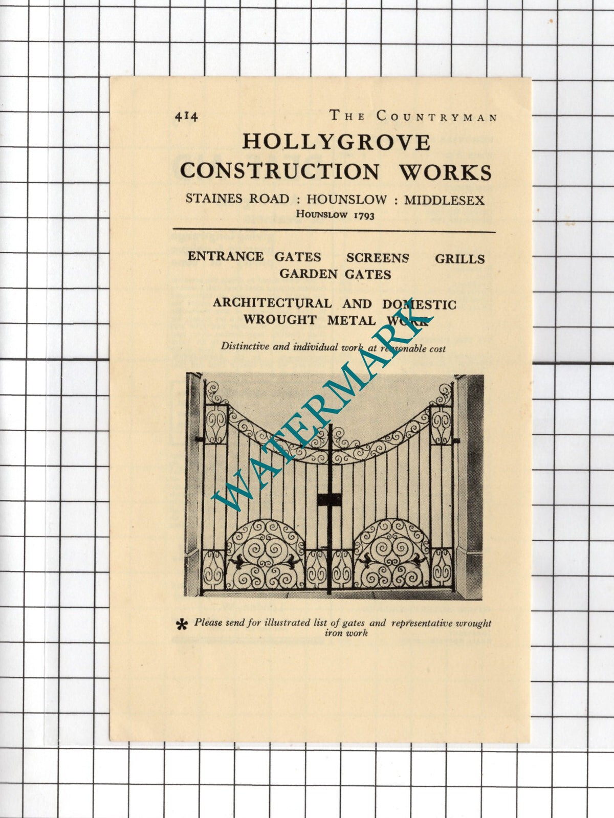 Hollygrove Construction Works Hounslow Middlesex - 1938 Small Advert