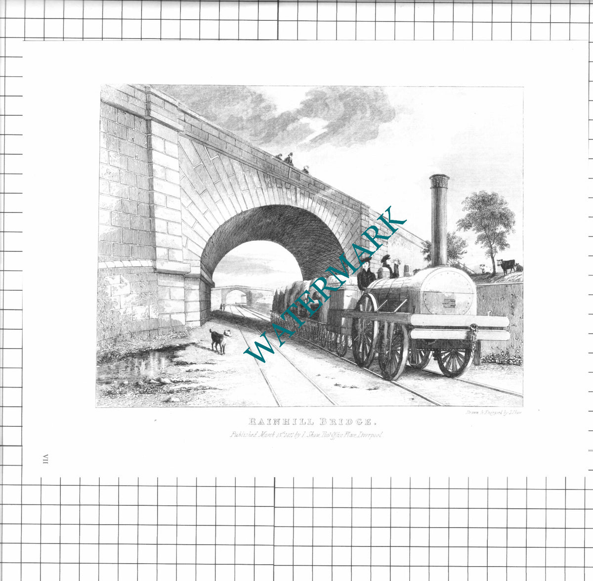Rainhill Bridge Liverpool Railway I Shaw - 1980 Print